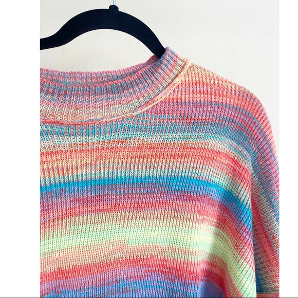 Bucket List Multi Color Striped Slouchy Oversize Crew Neck Sweater Size Small - Picture 5 of 8